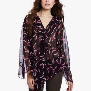 Yoana Baraschi Sheer Feather Poncho Blouse Size XS